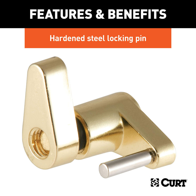  [AUSTRALIA] - CURT 23022 Brass-Plated Steel Trailer Tongue Coupler Lock, 1/4-Inch Pin Diameter, Up to 3/4-Inch Coupler Span