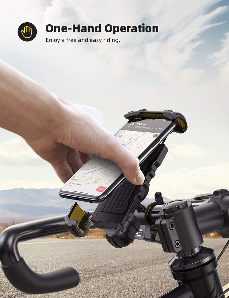  [AUSTRALIA] - Lamicall Bike Phone Holder, Motorcycle Phone Mount - Adjustable Scooter Phone Holder for iPhone 12 Mini, 12 Pro Max, 11 Pro Max Xs XR 8 X 8P 7 7P 6S, Samsung S10 S9 S8, Huawei, All 4.7-6.8 Devices 2-Yellow