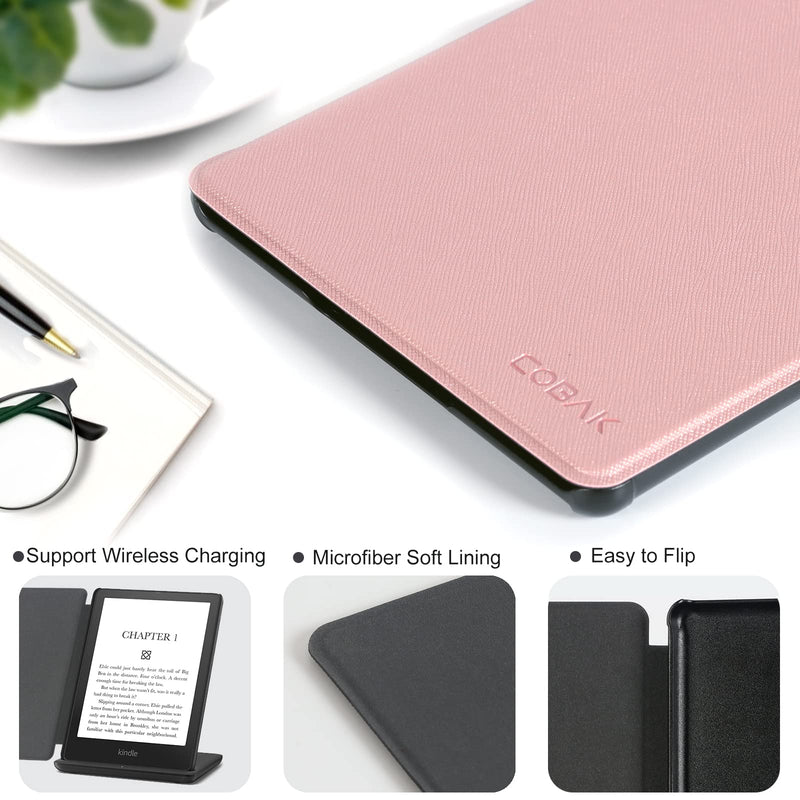  [AUSTRALIA] - CoBak Case for Kindle Paperwhite - All New PU Leather Cover with Auto Sleep Wake Feature for Kindle Paperwhite Signature Edition and Kindle Paperwhite 11th Generation 2021 Released Basic Hard Case Rose gold-4