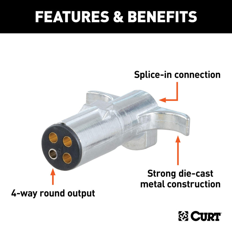  [AUSTRALIA] - CURT 58060 Trailer-Side 4-Pin Round Wiring Harness Plug