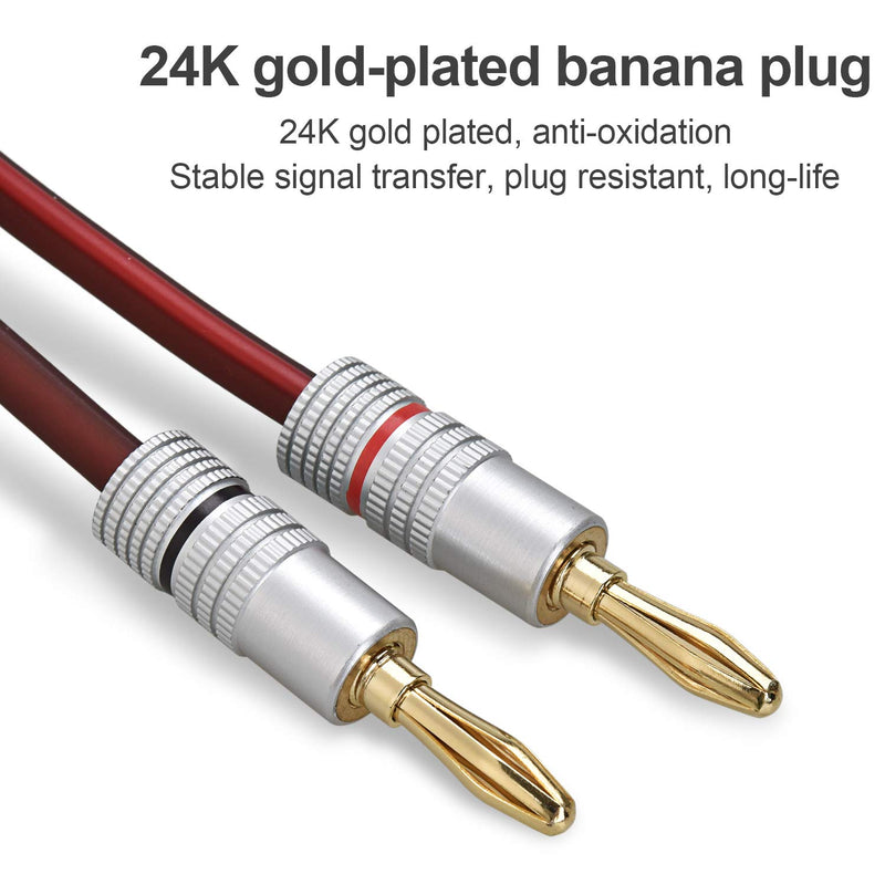 HET HONKENT HiFi OFC Speaker Wire, Speaker Cables, 12 AWG, 300X2 Strand Count, Banana Plug to Banana Plug (1.5M(4.92ft) x2PCS) 1.5M(4.92ft)x2PCS - LeoForward Australia