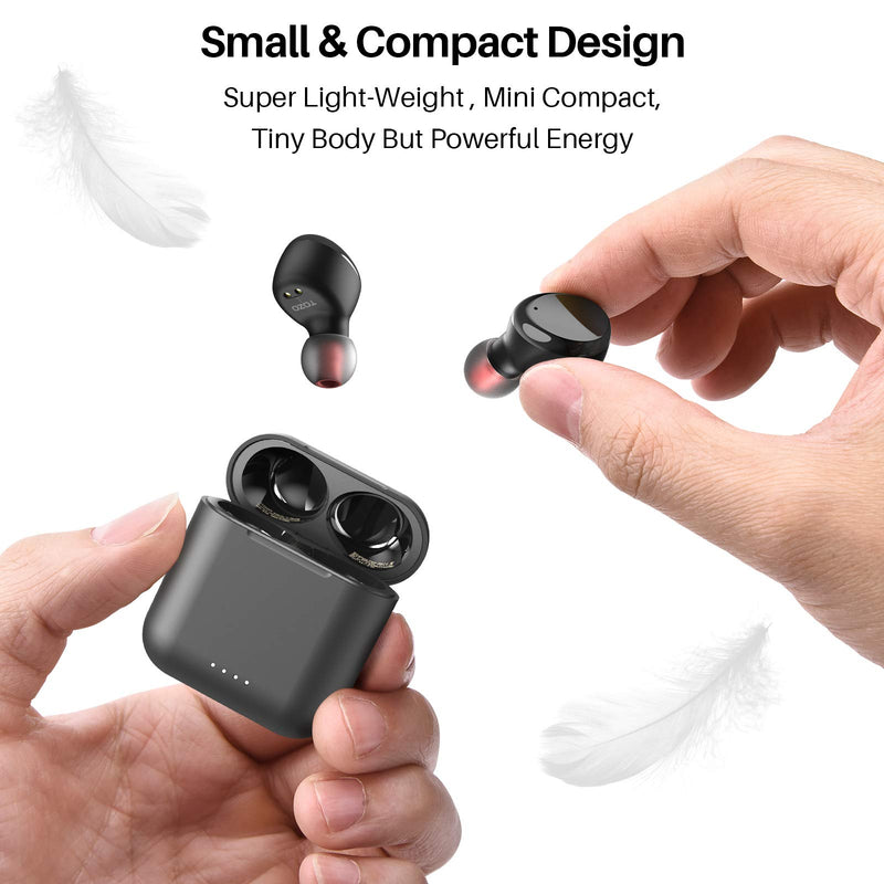  [AUSTRALIA] - TOZO T6 True Wireless Earbuds Bluetooth Headphones Touch Control with Wireless Charging Case IPX8 Waterproof Stereo Earphones in-Ear Built-in Mic Headset Premium Deep Bass for Sport Black Small