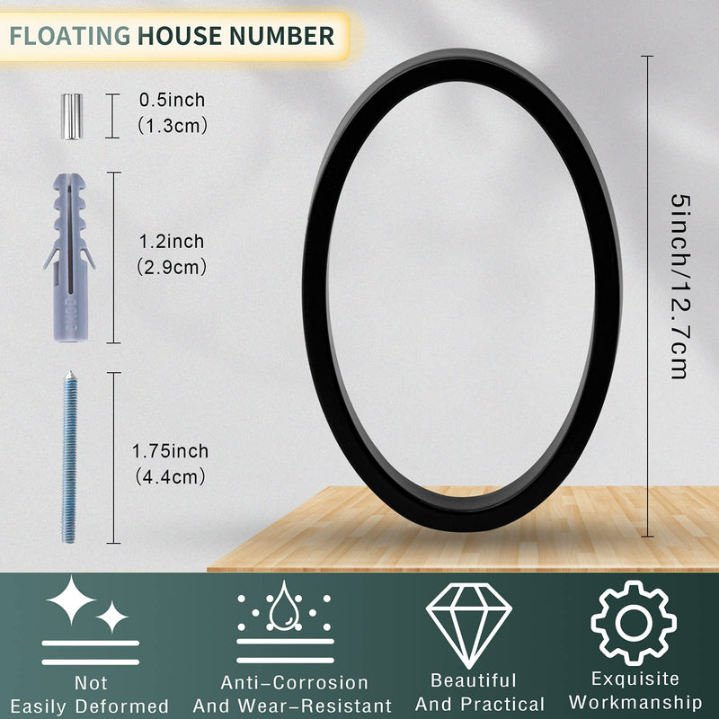  [AUSTRALIA] - 5 Inch Floating House Number Modern House Numbers, Zinc Alloy Number with 2 Nail Kit and Detailed Operation Process Instructions for house address numbers (Number 0) Black