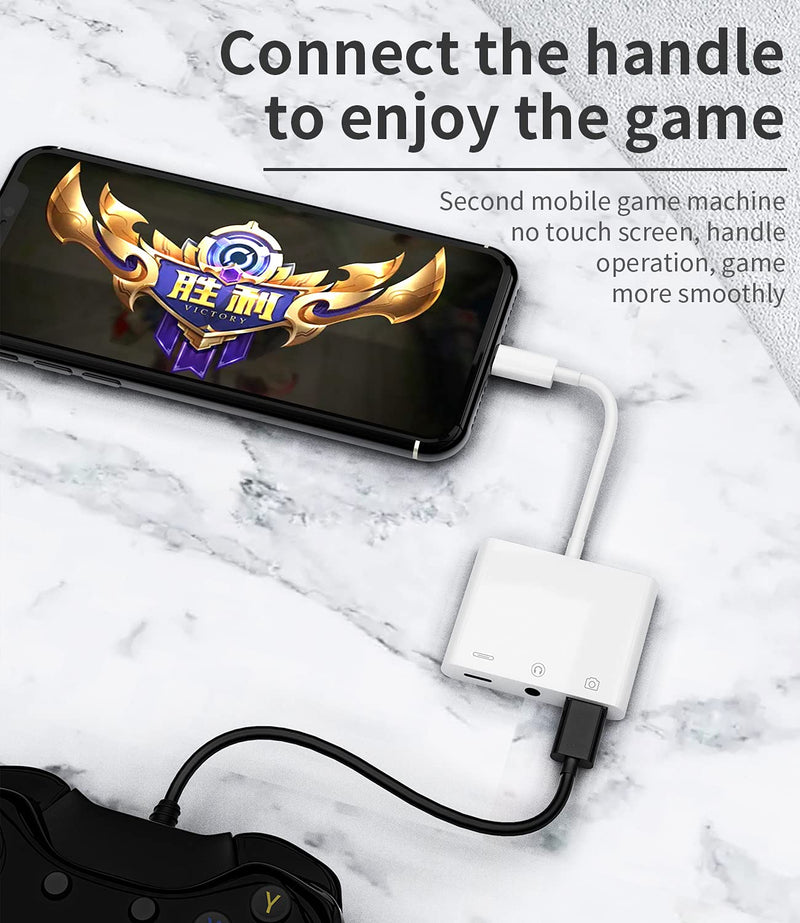  [AUSTRALIA] - Compatible for iPhone Headphone Adapter 3.5mm AUX Audio Jack Charger Dongle Earphone Splitter Compatible with Lightning Male to USB Female OTG Power Charging Camera MIDI Connector for Apple for ipad