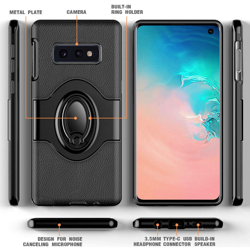  [AUSTRALIA] - eSamcore Samsung Galaxy S10e Case Ring Holder Kickstand Cases + Dashboard Magnetic Phone Car Mount for S10e (2019 Release) [Black] BLACK