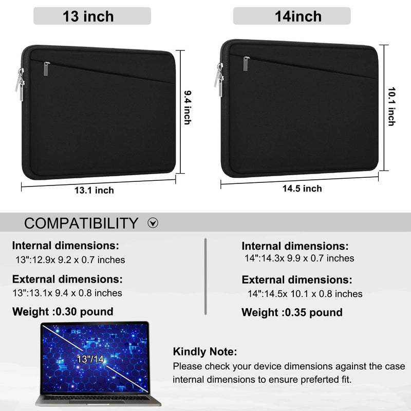  [AUSTRALIA] - Laptop Sleeve 14 inch, Durable Computer Carrying Bag Protective Case Briefcase Handbag with Front Pocket, Slim Laptop Case Cover for Compatible with MacBook Air/Pro 14 inch Notebook Computer, Black