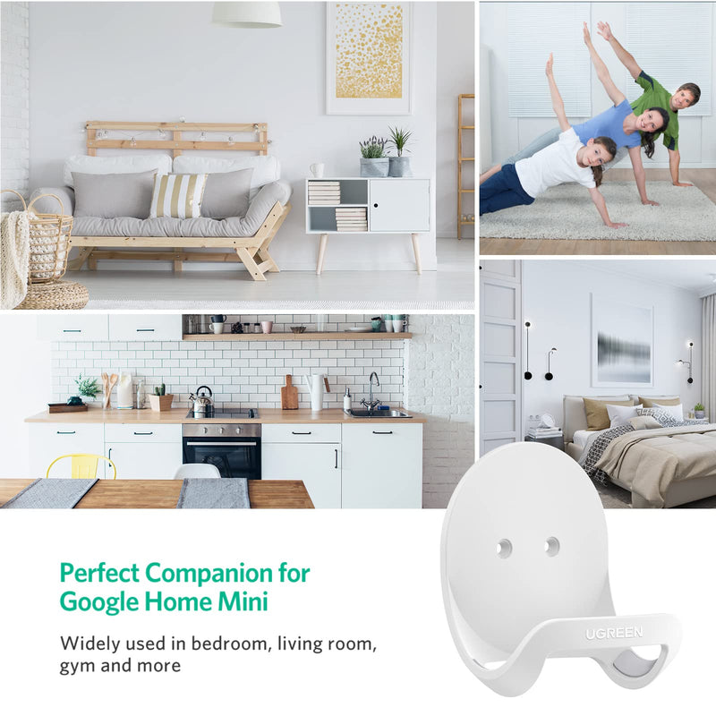  [AUSTRALIA] - UGREEN Wall Mount Holder Compatible with Google Home Mini and Google Nest Mini Speaker Space-Saving Bracket Accessories White