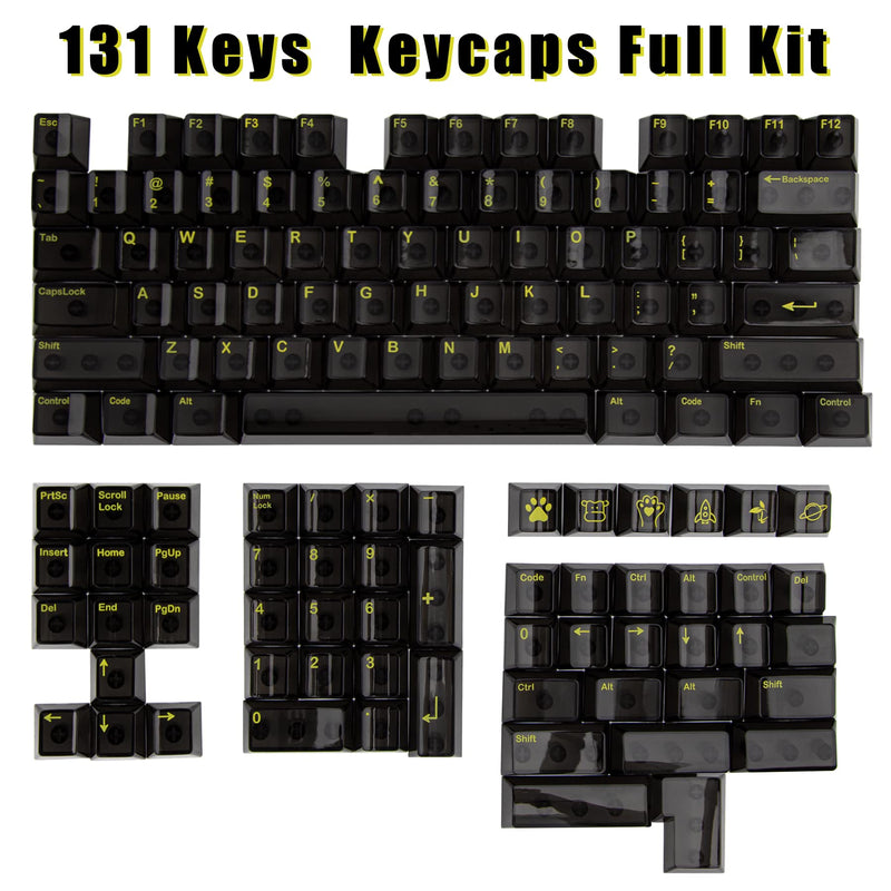  [AUSTRALIA] - Custom Cherry ProfileTransparent Keycaps 130 Keys Set PC Material Screen Printing ANSI Layout Keycaps for Gateron Kailh Cherry MX Switches Mechanical Gaming Keyboards (Black) Black