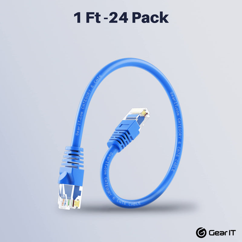  [AUSTRALIA] - GearIT Cat 6 Ethernet Cable 1 ft (24-Pack) - Cat6 Patch Cable, Cat 6 Patch Cable, Cat6 Cable, Cat 6 Cable, Cat6 Ethernet Cable, Network Cable, Internet Cable - Blue 1 Foot 1 Foot (24-Pack)