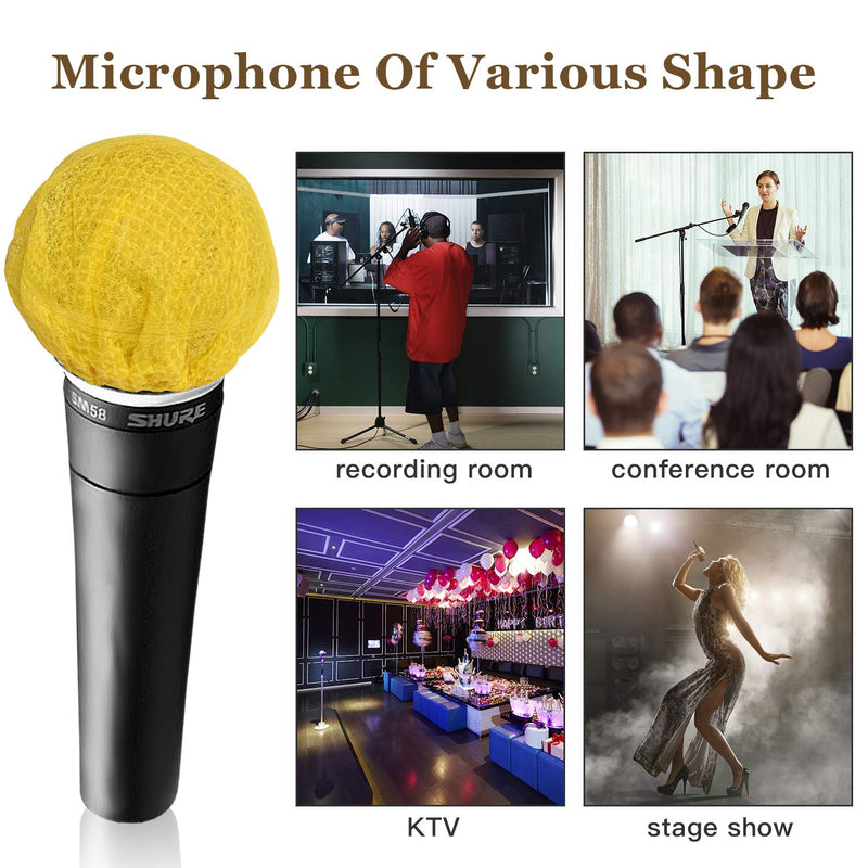  [AUSTRALIA] - Akamino 400 Pieces Disposable Microphone Cover - Sanitary Non-Woven Handheld Karaoke Windscreen Mic Cover for KTV Recording Room Stage Performance, 3 Inch, Yellow and Red