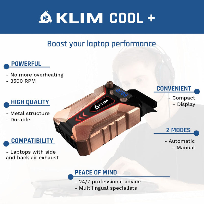 [AUSTRALIA] - KLIM Cool + Metal Laptop Cooler Fan - The Most Powerful Gaming External Air Vacuum - Computer USB for Immediate Cooling - Slim - Portable - Quiet - Cooling Pad to Solve Internal Overheating