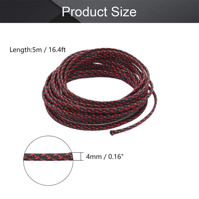  [AUSTRALIA] - Othmro 5m/16.4ft PET Expandable Braid Cable Sleeving Flexible Wire Mesh Sleeve Black Red 4mm*5m