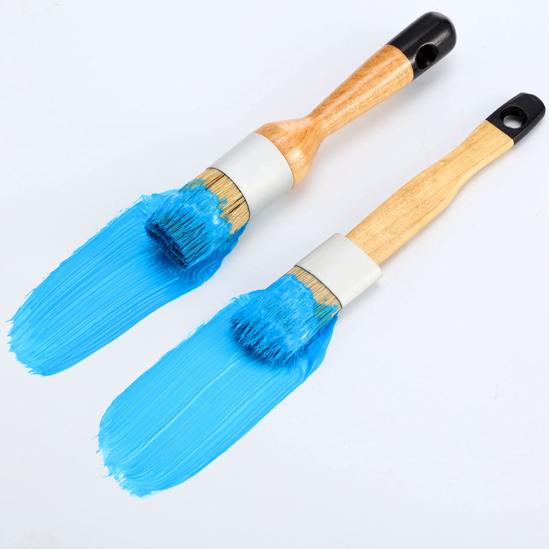  [AUSTRALIA] - 3 Pieces Chalk and Wax Paint Brushes Bristle Stencil Brushes for Wood Furniture Home Decor, Including Flat, Pointed and Round Chalked Paint Brushes (Black) Black