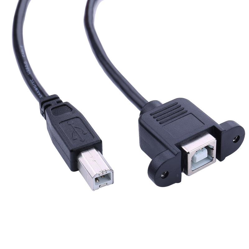 USB B Printer Extension Cable - iGreely 2Pack 1-Feet Panel Mount USB 2.0 Cable B to B - F/M (1ft) 1ft/30cm - LeoForward Australia