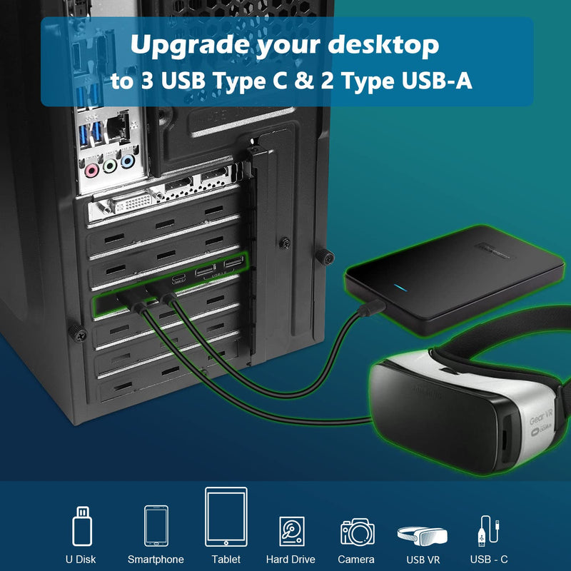  [AUSTRALIA] - YEELIYA PCIe Expansion Card to 5-Port (3X USB C,2X USB 3.0-A ) PCI Express Expansion Card PC Internal USB 3.0 Port Cards for Windows 10/8/7 and MAC OS 10.8.2 Above
