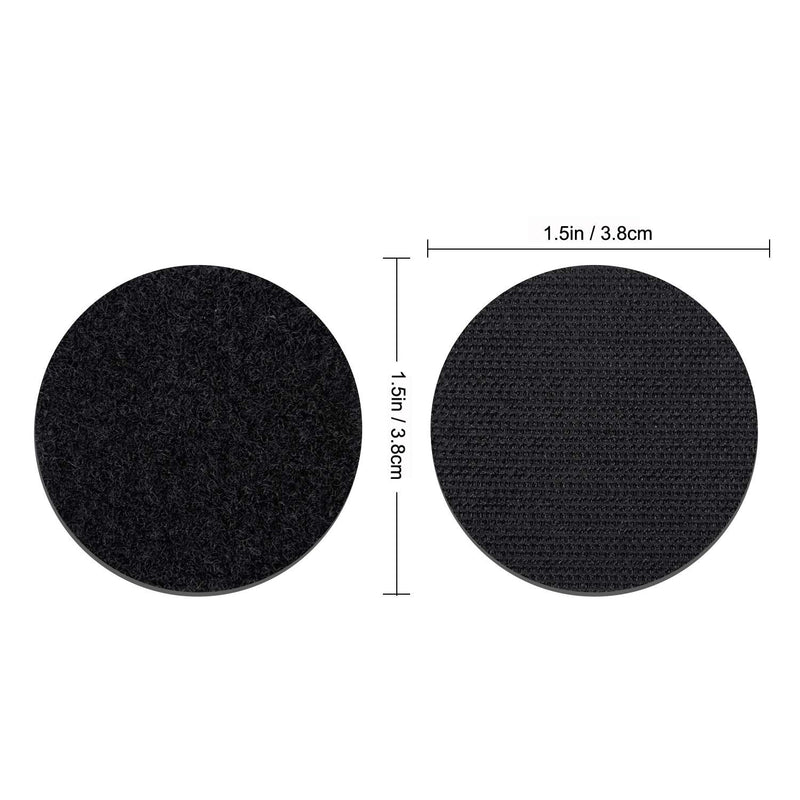 [AUSTRALIA] - YBWM 1.5 inch Strong Adhesive Hook and Loop Dots Heavy Duty Mounting Tape Sticky Back Fastener Double Sided Interlocking Tape (Black, 15pcs) 1.5 Inch (Black)