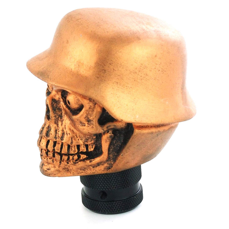  [AUSTRALIA] - Abfer Skull Gear Shift Knob Soldier Style Car Shifter Knobs Shifting Head Lever Fit Universal Automatic Manual Vehicles, Copper Yellow Copper-Yellow