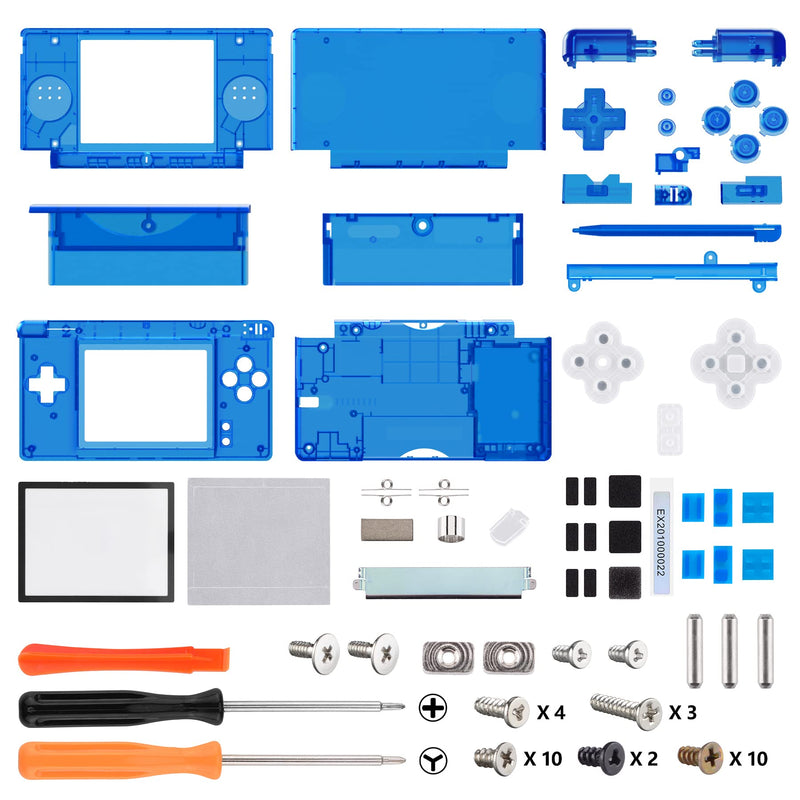  [AUSTRALIA] - eXtremeRate Clear Blue Replacement Full Housing Shell for Nintendo DS Lite, Custom Handheld Console Case Cover with Buttons, Screen Lens for Nintendo DS Lite NDSL - Console NOT Included