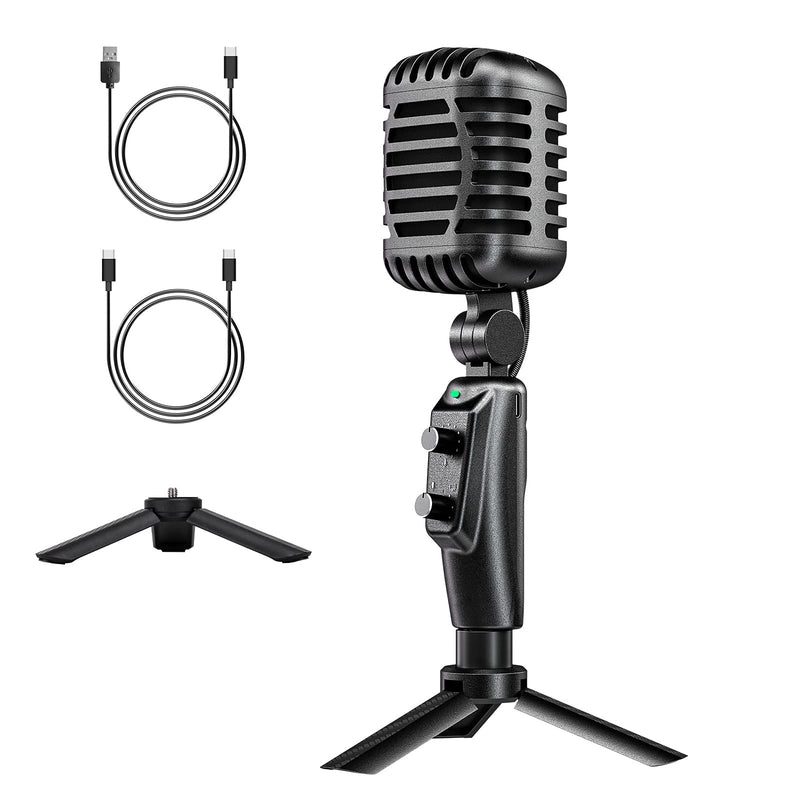  [AUSTRALIA] - USB Microphone, Moman EMR Retro Condenser PC Mic, 16mm Diaphragm Microphone (192kHz/24bit) for Streaming Podcast Recording Gaming Zoom Meeting Youtube Conference, USB-Condenser-Microphone-PC-Streaming