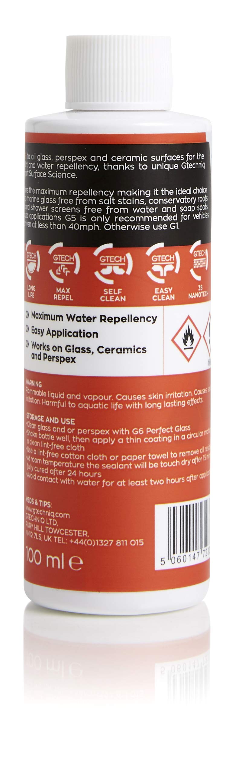  [AUSTRALIA] - Gtechniq G5 Water Repellent Coating for Glass and Perspex 100ml