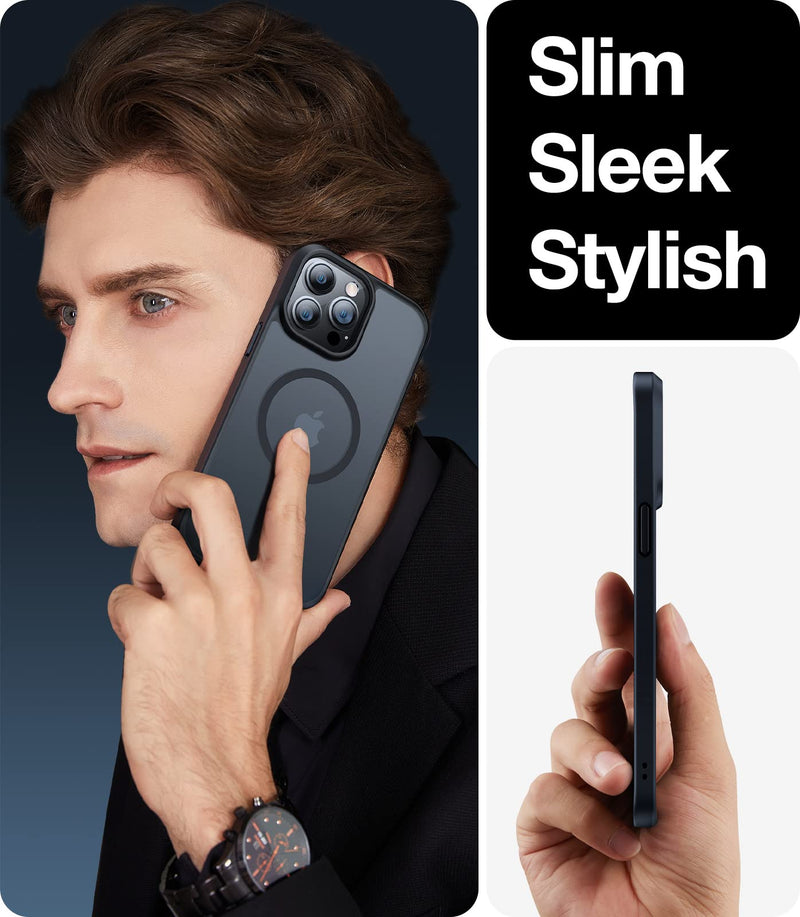  [AUSTRALIA] - TORRAS Magnetic Designed for iPhone 13 Pro Max Case, [Military Grade Drop Tested] [Compatible with MagSafe] Shockproof Translucent Hard Back Soft Slim Protective Case for iPhone 13 Pro Max, Black