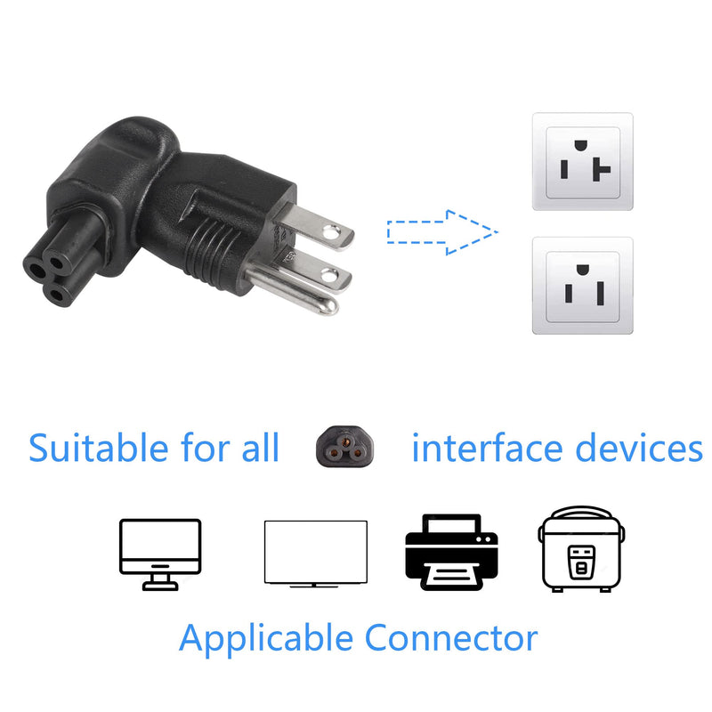  [AUSTRALIA] - CERRXIAN 90 Degree IEC320 C5 to NEMA 5-15P Power Extension Adapter, 3 Prong AC Mickey Mouse Plug Power Adapter, 10A/125V Universal AC Cable US Plug Replacement Adapter - 2 Pack