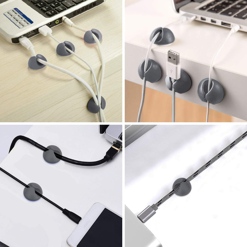 CHEFBEE 8 Pack Cable Clips, Cord Organizer Cable Management, Self Adhesive Wire Holder System, Multipurpose Wire Clips for All Your Computer, Electrical, Charging or Mouse Cord (Gray) Gray - LeoForward Australia