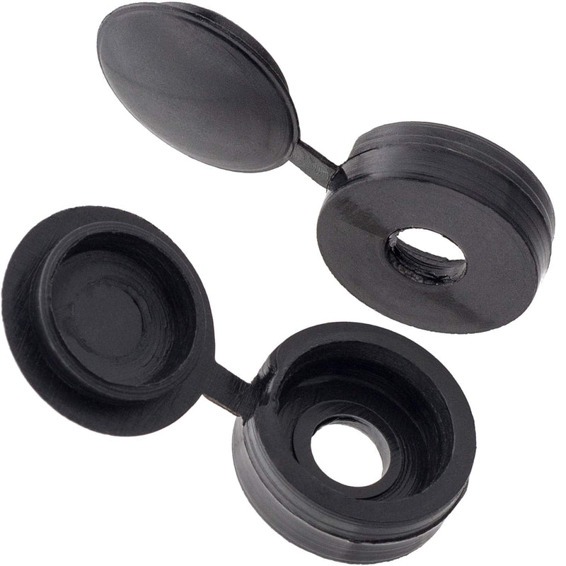  [AUSTRALIA] - PAGOW 50 Pcs Plastic Black Hinged Screw Cover Caps, Premium Durable Washer Flip Tops for Screw Protection Covers(Black) 50pcs black