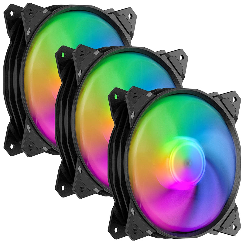  [AUSTRALIA] - upHere Long Life 120mm PWM 4-Pin High Airflow Quiet Edition Rainbow LED Case Fan for PC Cases, CPU Coolers, and Radiators 3-Pack,(PF120CF4-3)