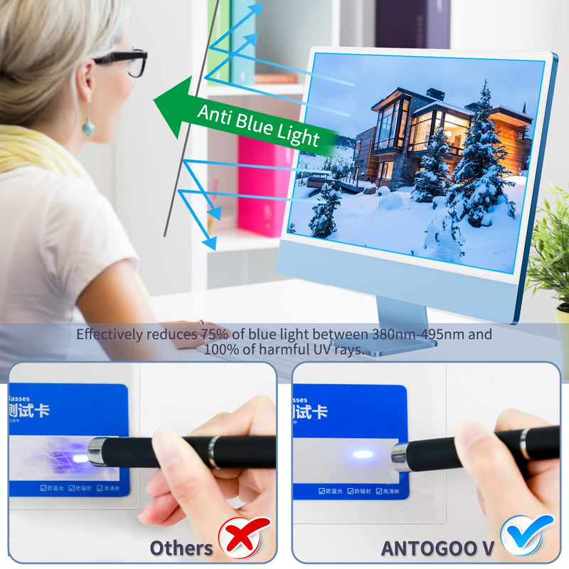  [AUSTRALIA] - ANTOGOO V Anti Blue Light Screen Protector, Eye Protection Anti Glare Computer Monitor Screen Filter Film Cover Compatible with iMac 24 inch 2021 M1
