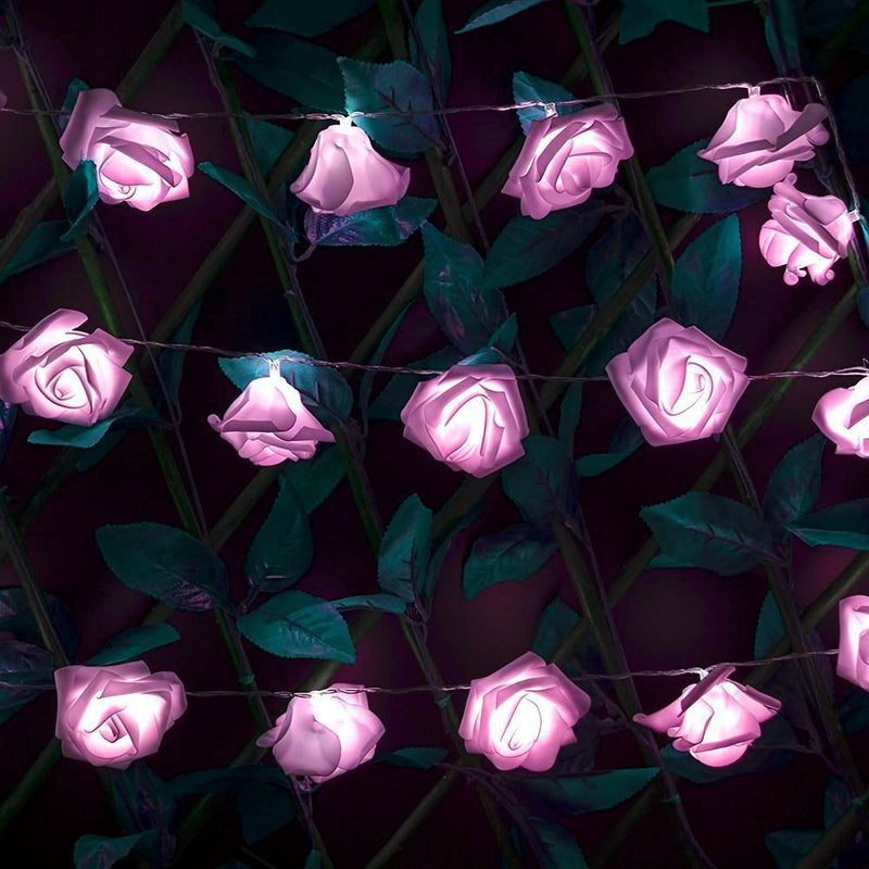 Syhonic 20 LED Battery Operated Rose Flower String Light Wedding Garden Chrismas Decor (Pink) - LeoForward Australia