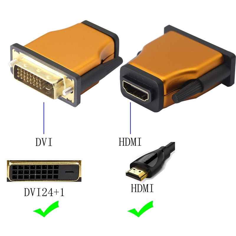  [AUSTRALIA] - DVI to HDMI Adapter,Bi-Directional DVI24+1 (DVI-D) Male to HDMI Female Converter,Gold-Plated，Support 1080P, 3D for PS3,PS4,TV Box,Blu-ray,Projector,HDTV(Pack of 2)