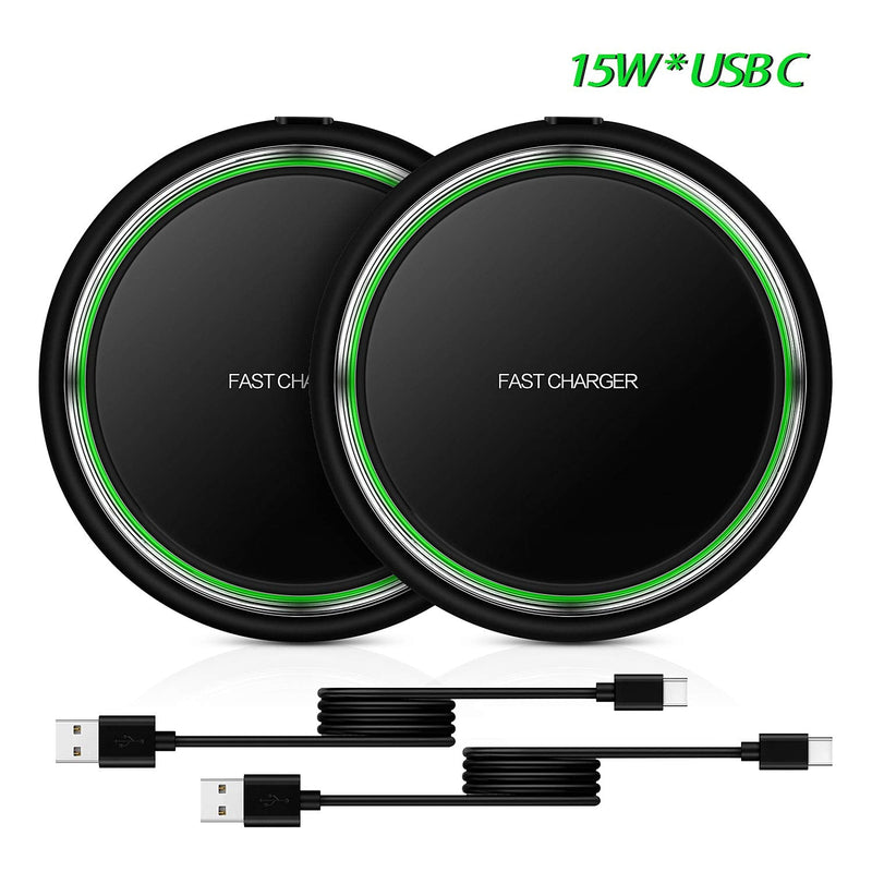  [AUSTRALIA] - Wireless Charger, iSeekerKit 2 Pack 15W Max Fast Wireless Charging Pad Compatible for iPhone 13/12 Pro/XR/XS/X/8, Galaxy S10/S10e/Note10/9, Google Pixel 3/3XL, V30 V40(No Adapter)