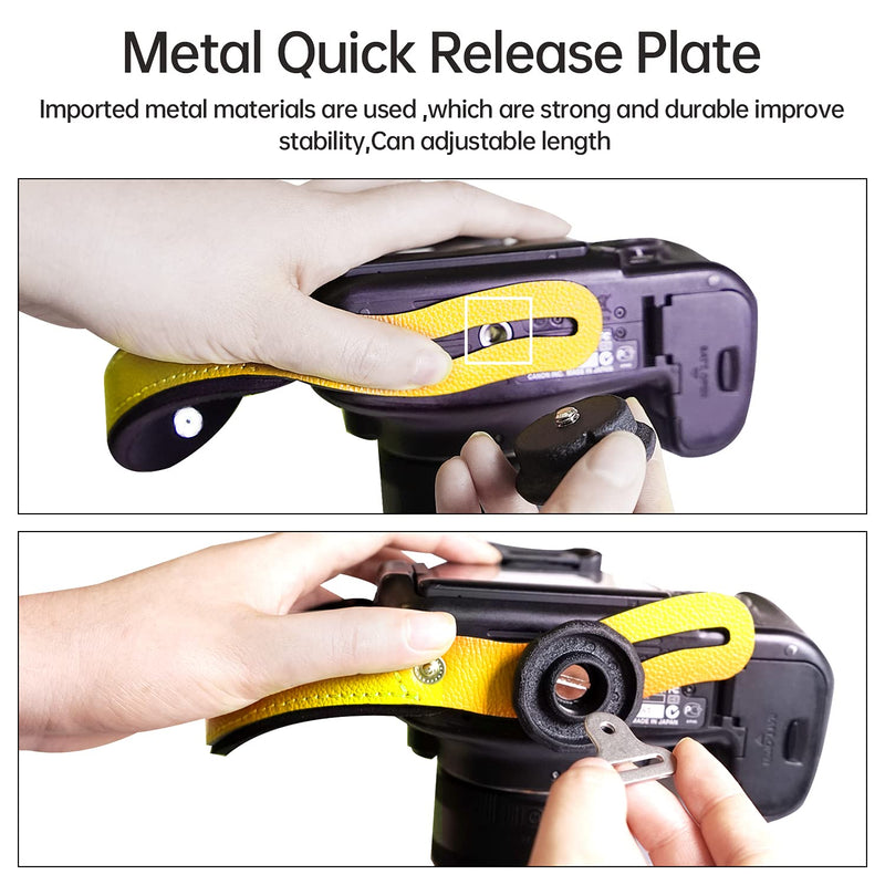  [AUSTRALIA] - LENSGO VDS6 Professional Camera Hand Grip Strap with Metal Plate Yellow