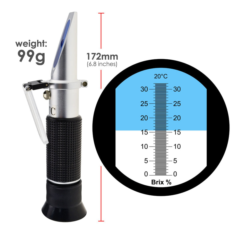 Gain Express 0-32% Brix Refractometer ATC High-Concentrated Sugar Solution Content Test Tool 0.2% Division, Homebrew Tester Meter, Brandy Beer Fruits Vegetables Juices Soft Drinks 0 - 32% Brix - LeoForward Australia