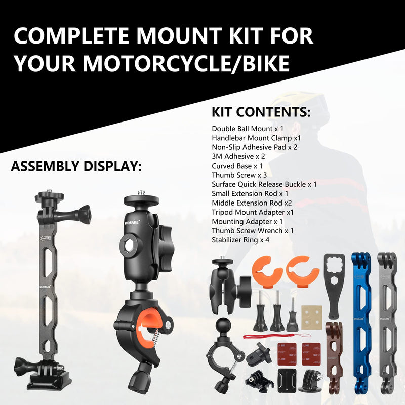  [AUSTRALIA] - NUOBAKE 19 in 1 Motorcycle Accessory Bundle for Insta360 ONE X2, X3,ONE X, ONE R , RS, Gopro Hero Max, APMAN, Fusion, AKASO, SJCAM,DJI OSMO Action,YI Action Camera and More