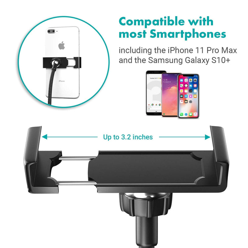  [AUSTRALIA] - Movo VGC-3 Selfie Ring Light Stand with Cell Phone Holder and Third Flexible Arm with a 1/4" Mount for Microphones - for TIK Tok, YouTube, Live Stream, Tutorial, Vlog - Compatible with iPhone/Android