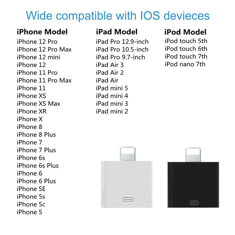  [AUSTRALIA] - rosyclo Lightning to 30-Pin Adapter 2 Pack, MFi Certified 8-Pin Male to 30-Pin Female Connector, iPhone Charging Sync Converter Compatible iPhone 12/11/X/8/7/6/5/iPad/iPod No Audio (White+Black)