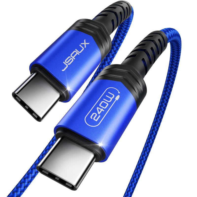  [AUSTRALIA] - JSAUX USB C to USB C Cable 10FT, 240W Type C to Type C Charger USB-C Fast Charging Cord Compatible with MacBook Pro/Air, iPad Pro, iPad Air 5/4, iPad Mini 6, Dell XPS, Samsung Galaxy S23/S22/S21,Pixel Blue