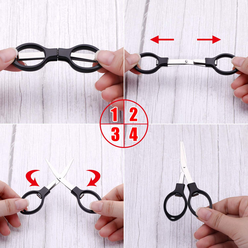  [AUSTRALIA] - Tatuo 6 Pieces Stainless Steel Scissors Anti-Rust Folding Scissors Glasses-Shaped Mini Shear for Home and Travel Use (5 Colors)