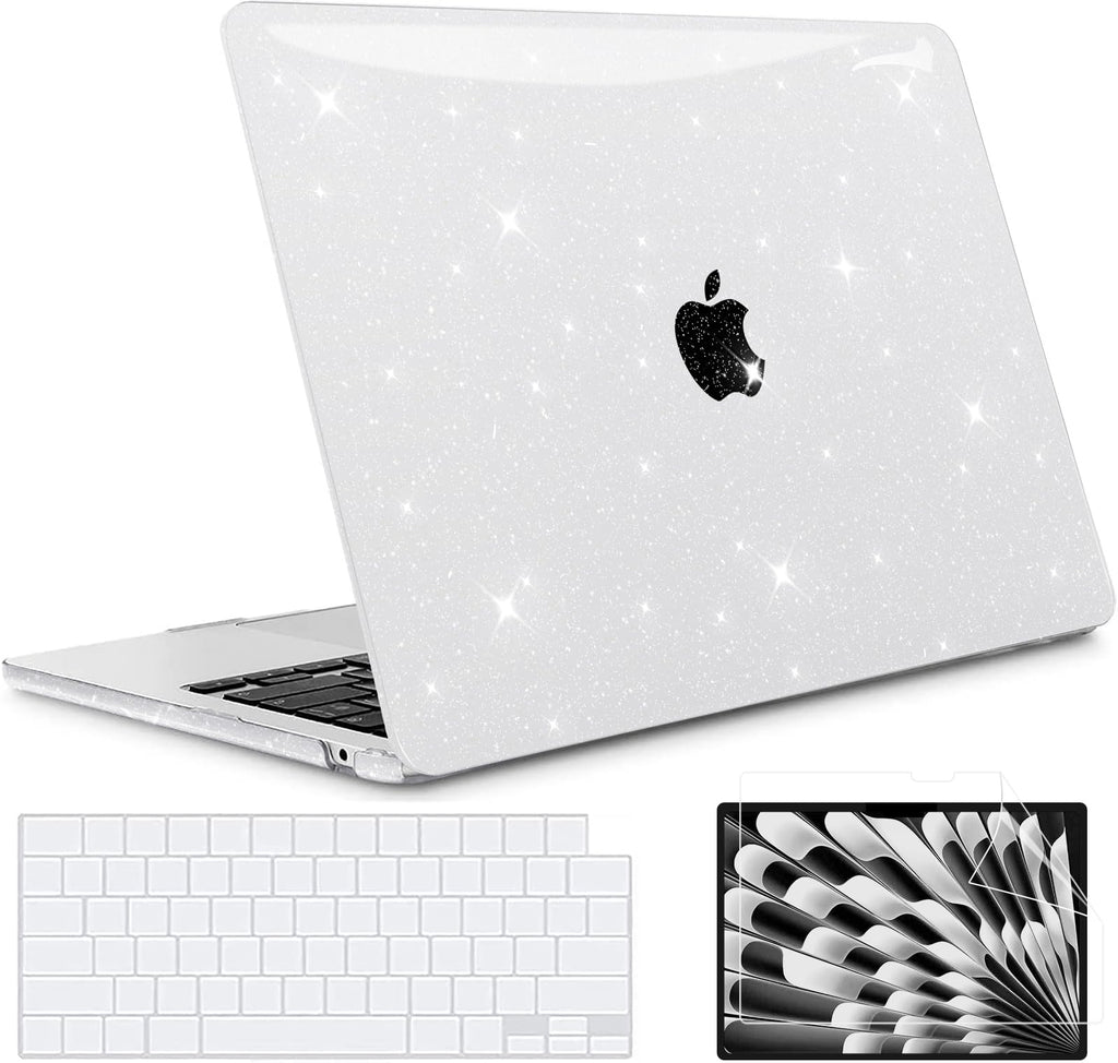  [AUSTRALIA] - B BELK Compatible with New MacBook Air 15 inch Case 2023, MacBook Air Case M2 Chip A2941 with Touch ID Retina Display, Glitter Clear Laptop Plastic Hard Shell Case + Keyboard Cover + Screen Protector