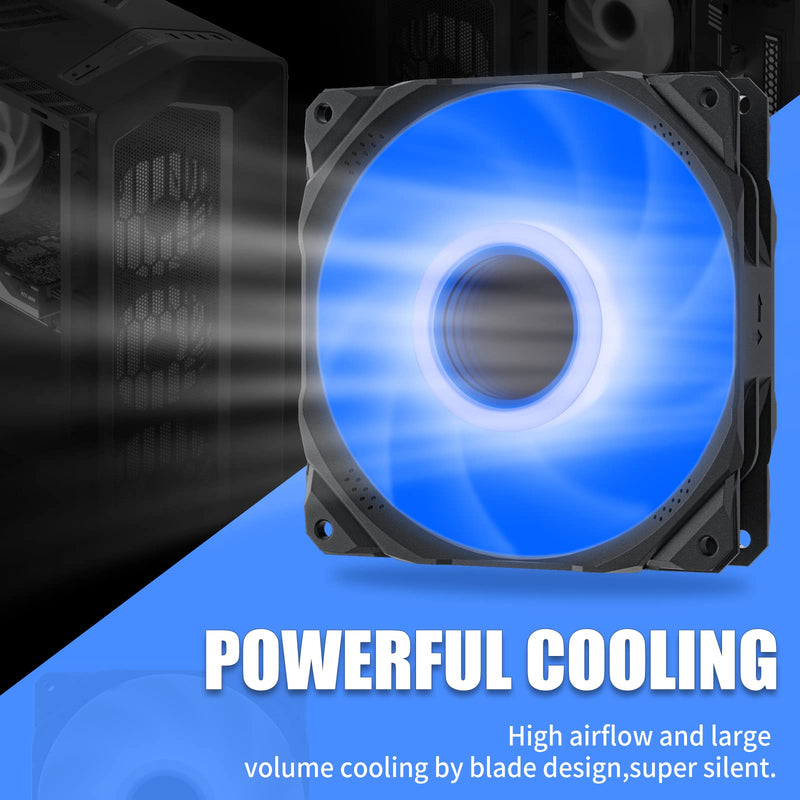  [AUSTRALIA] - upHere 120mm PC Case Fan,3-Pin Infinity Blue Ring Led,High Performance Cooling Fan,Long Life Bearing Computer Cooling Fan, for PC Cases,UA01BE3-3,(3-Pack) Blue LED