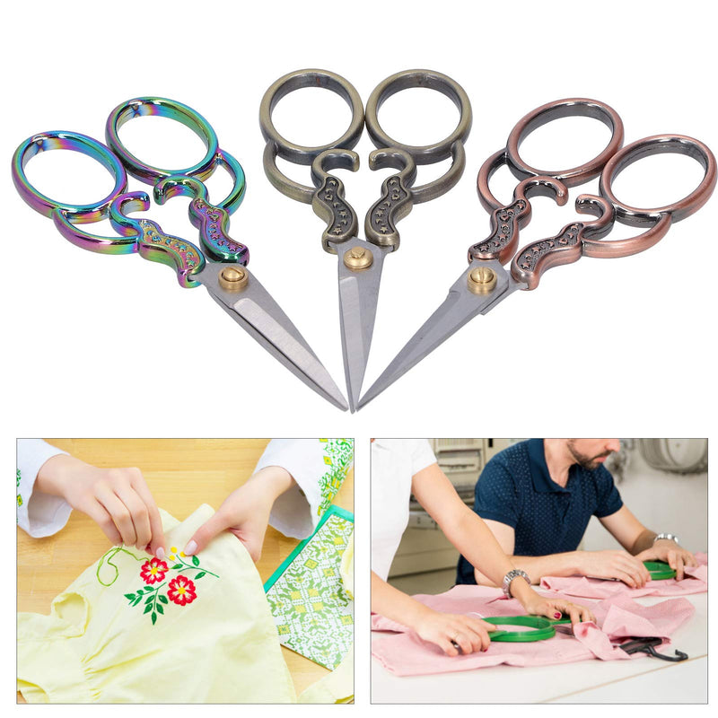  [AUSTRALIA] - 3Pcs Embroidery Scissors, Retro Scissors DIY Sewing Supplies for Sewing Crafting, Art Work, Threading, Needlework DIY Tools Dressmaker