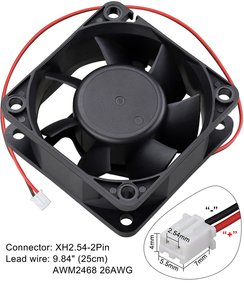  [AUSTRALIA] - GDSTIME 60mm x 60mm x 25mm 6cm 2 Wire Dc 24v Brushless Cooling Fan