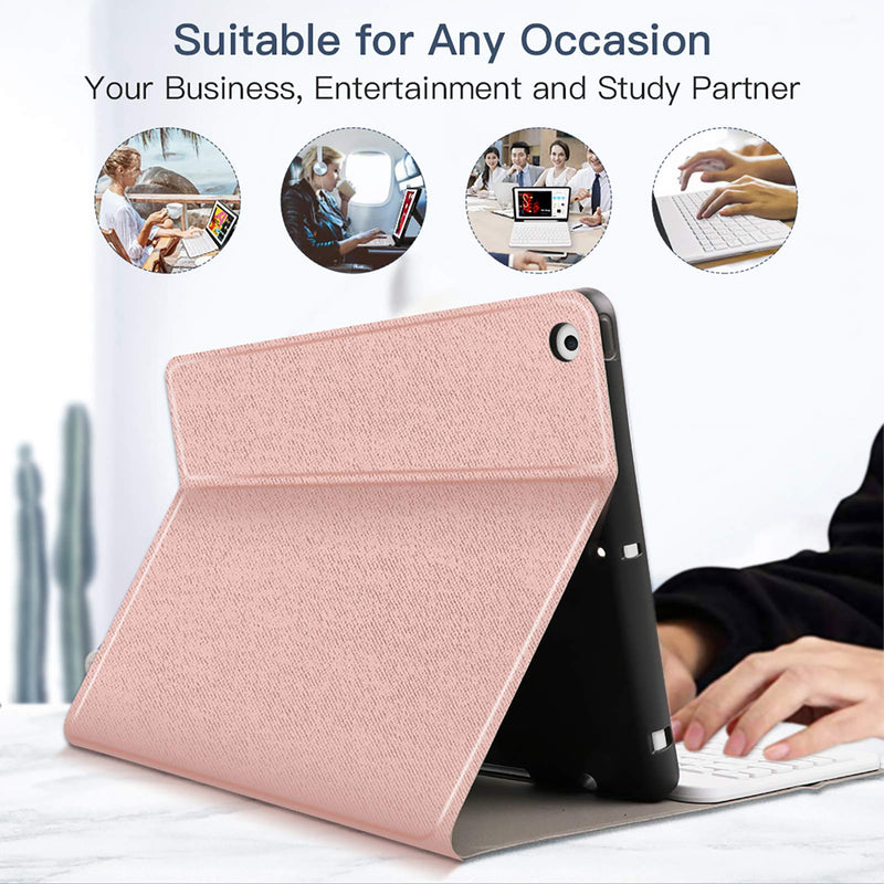  [AUSTRALIA] - Keyboard Case for iPad 9th 8th 7th Generation 10.2" - JUQITECH Wireless Magnetic Detachable Keyboard iPad 9th/8th/7th Gen 2021/2020/2019 Stand Tablet Cover Case with Built-in Pencil Holder, Rose Gold For 10.2