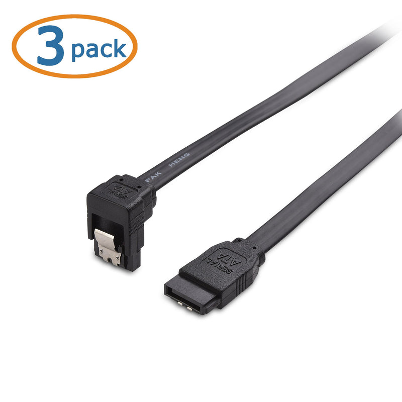 Cable Matters 3-Pack 90 Degree Right Angle SATA III 6.0 Gbps SATA Cable (SATA 3 Cable) Black - 18 Inches - LeoForward Australia