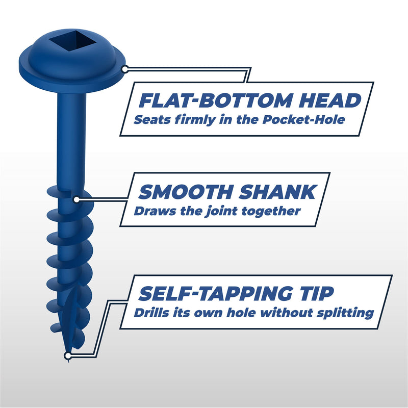  [AUSTRALIA] - Kreg SML-C125B-100 Blue-Kote Weather Resistant Pocket Screws, 1-1/4-Inch, #8 Coarse Thread, Maxi-Loc Head, (100 Count)