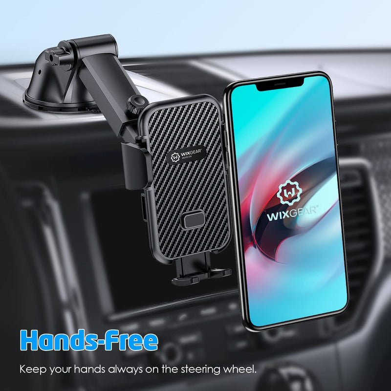  [AUSTRALIA] - WixGear Universal Phone Holder for Car, Windshield Mount and Dashboard Mount Holder for Cell Phones and Tablets with Long Adjustable Arm (New Automatic Closing Arms)