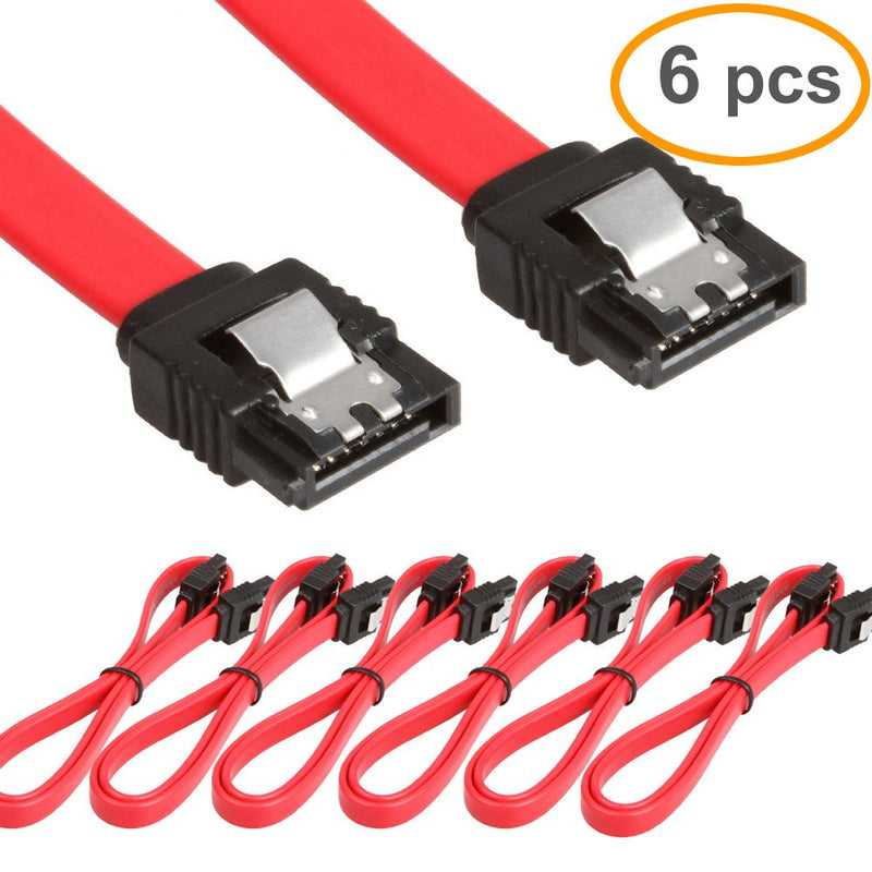  [AUSTRALIA] - LINESO 6 Pack Straight SATA III Cable 6.0 Gbps 18 Inches (red)