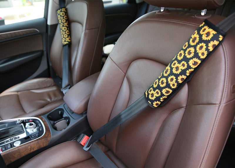  [AUSTRALIA] - HUGS IDEA Keep Your Vehicle Cool Car 1 Piece Steering Cover with 2 Piece Seat Belt Pads Tropical Cactus Ptrint Stripes Tribal Design Car Interior Protector